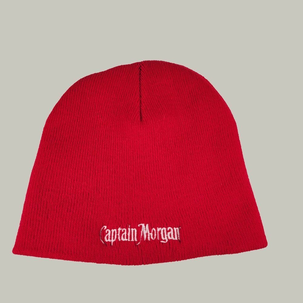 Captain Morgan Red Beanie Hat Embroidered OS 8" Tall